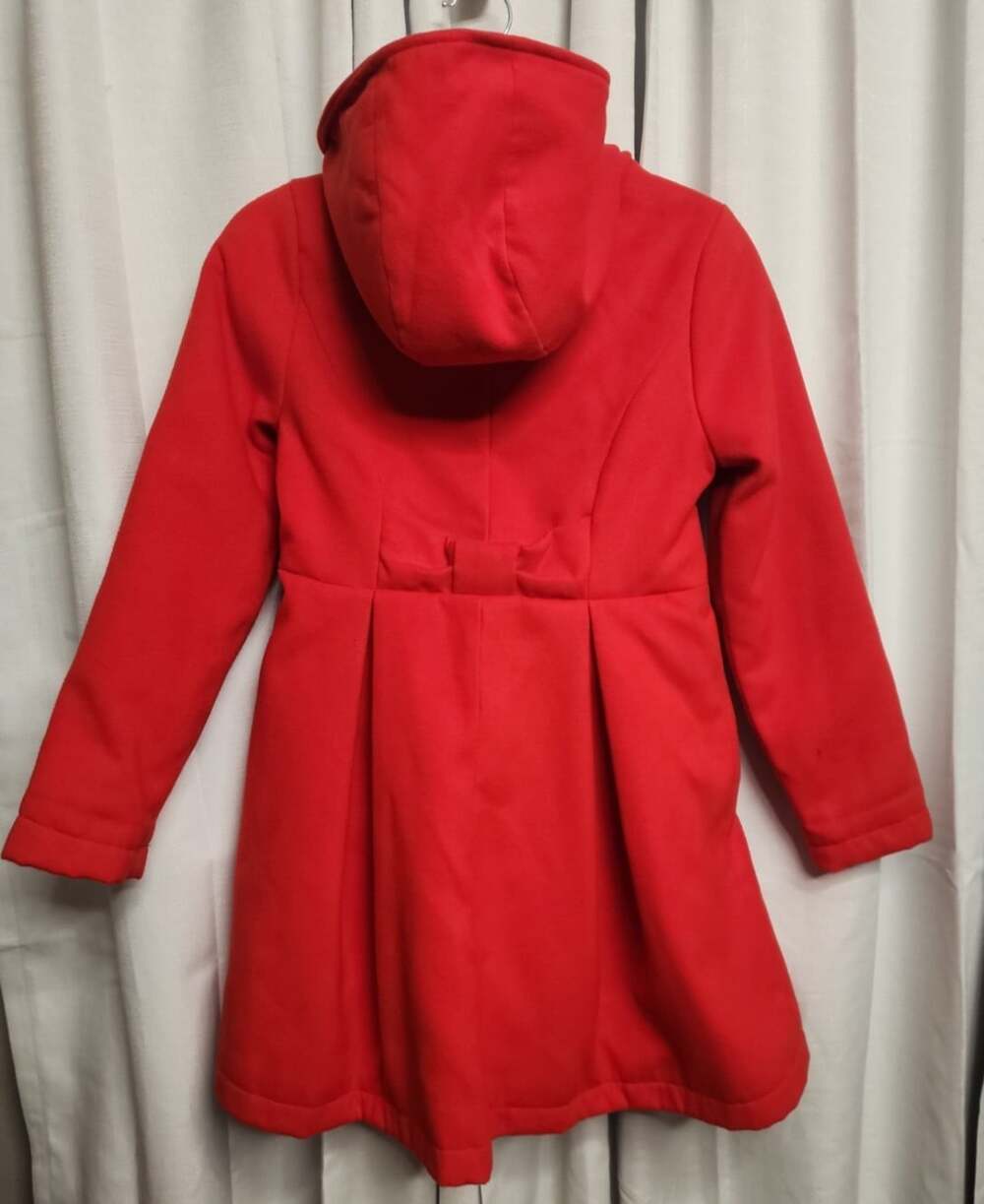 Cat & Jack Girls Size Large 10/12 Removable Fur Red Dress Coat With Hood - Picture 3 of 16